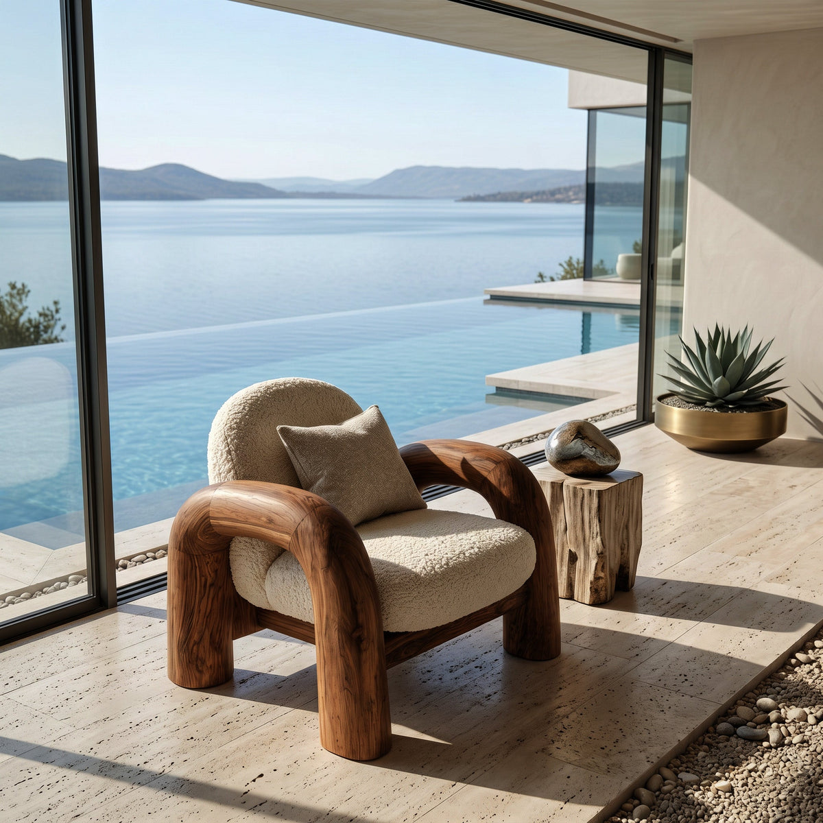 Contemporary Wooden Armchair For Reading Corner - view 2