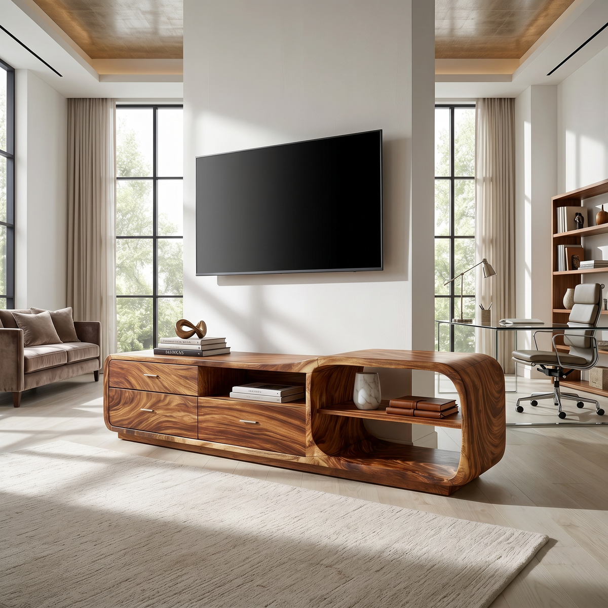 Curved Organic TV Stand Designer Residence - view 2