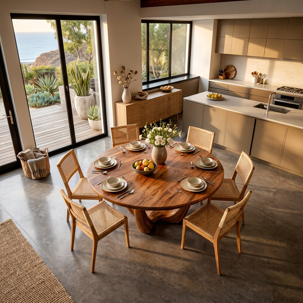 Elegant Wooden Round Dining Table For Dining Area - view 2