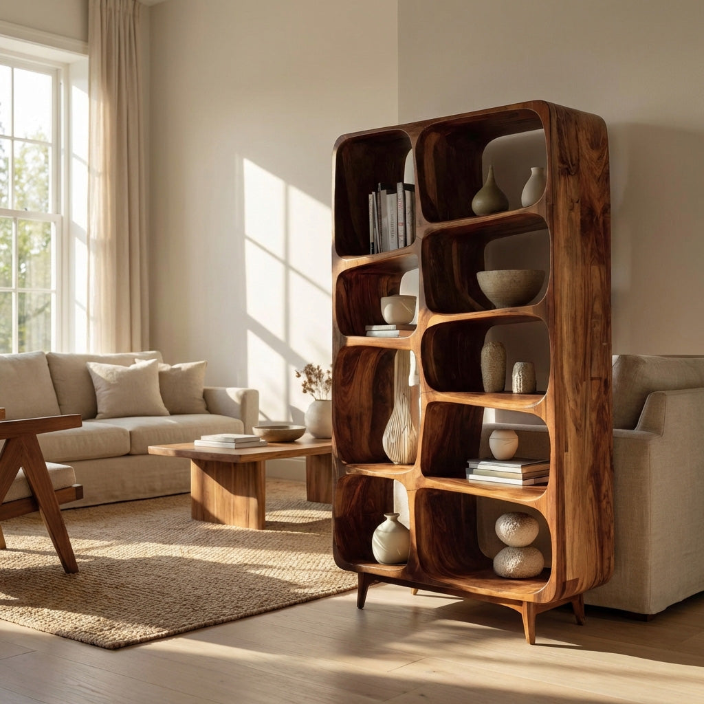 Contemporary Solid Wood Bookshelf For Coastal Interior - view 4