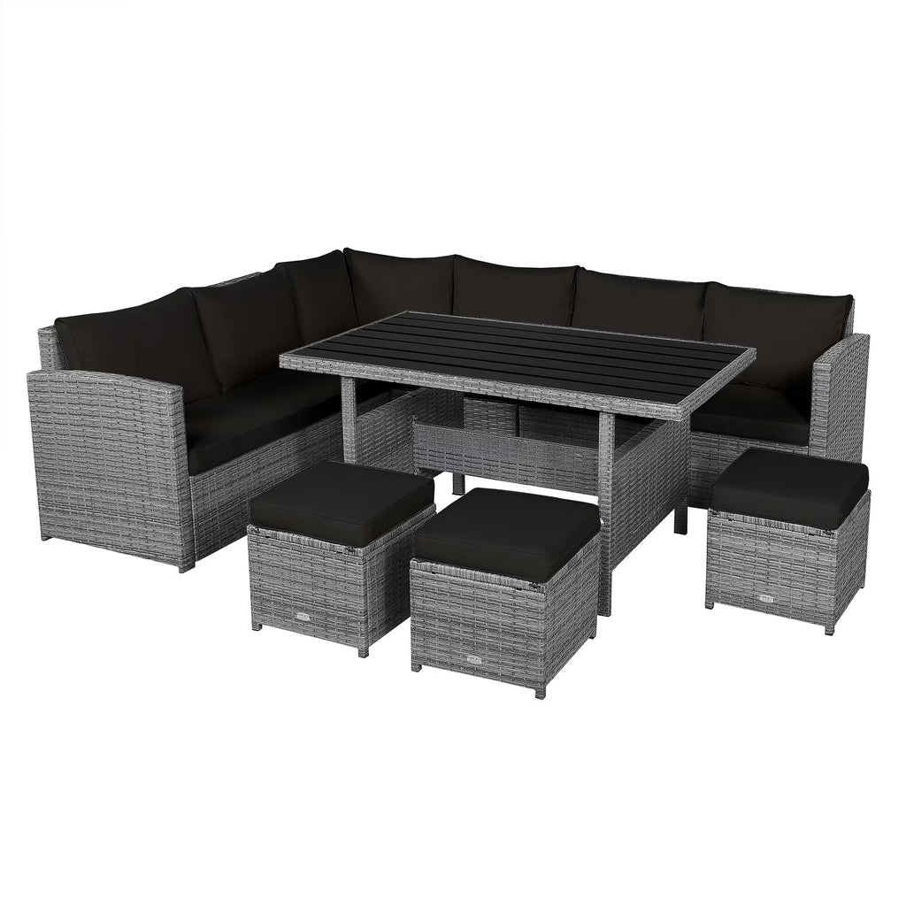 Outdoor Rattan Patio Furniture Set, Black, 7-Piece