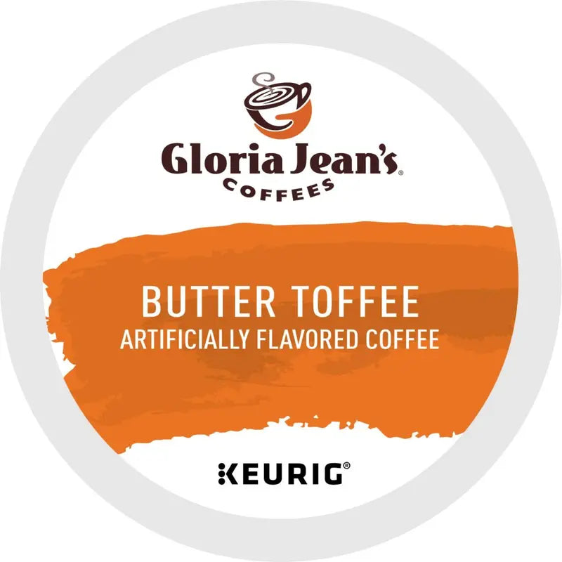 Gloria Jean's Butter Toffee Medium Roast Coffee K-Cup Pods, 96 Count, Arabica, Recyclable
