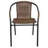 Emma + Oliver Indoor/Outdoor Stacking Rattan Patio Chairs, Set of 2, Gray