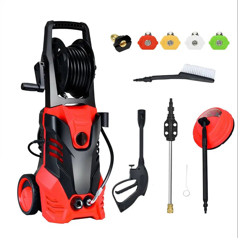3000 PSI Electric High Pressure Washer, 2 GPM, 2000W, Red And Black - Deck Patio Cleaner