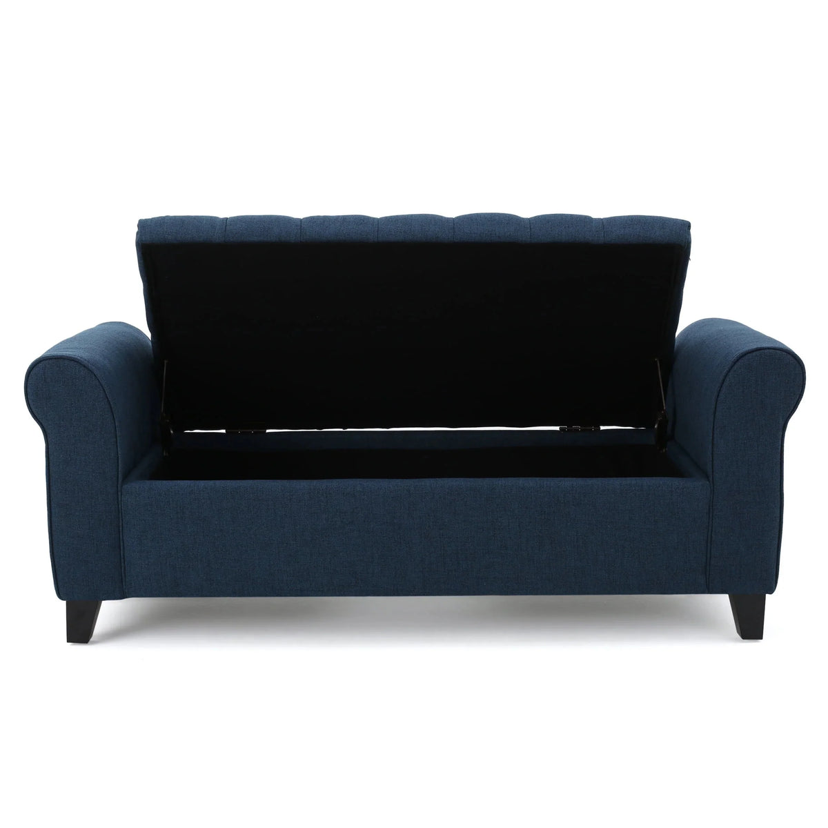 Noble House Amanda Dark Blue Fabric Armed Storage Bench