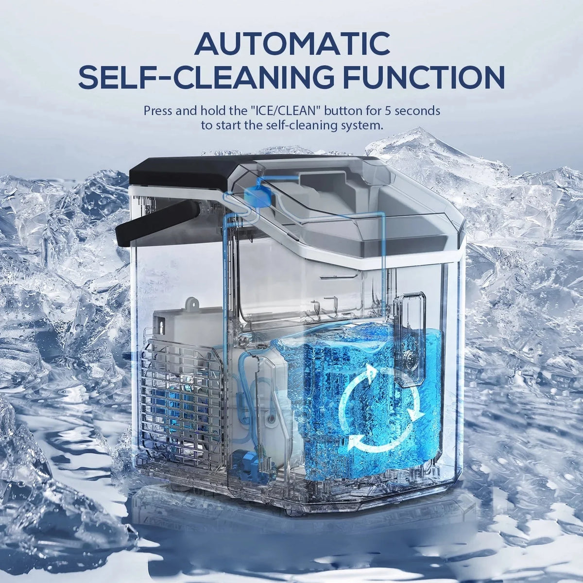 Auseo Countertop Nugget Ice Maker, 35Lbs/24H, 1.1L, Stainless Steel Silver - Self-Cleaning