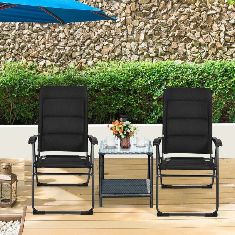 2 Pack Folding Patio Chairs, 7 Position Adjustable Outdoor Sling Recliner Camping Chairs