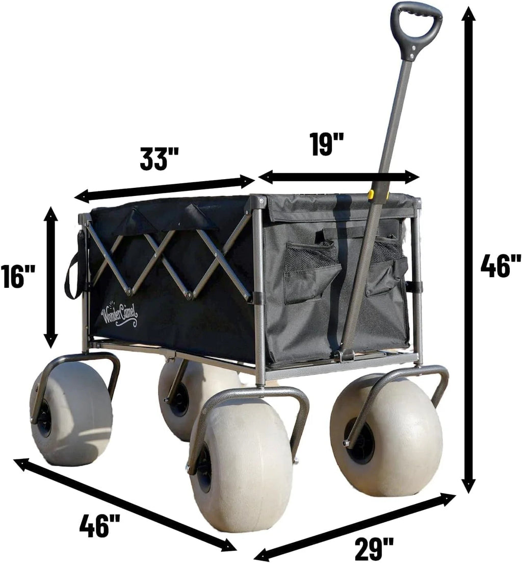 WONDERCAMEL Collapsible All-Terrain Beach Wagon With 13in Balloon Wheels, 185L, 46in D x 28.98in W x 46in H
