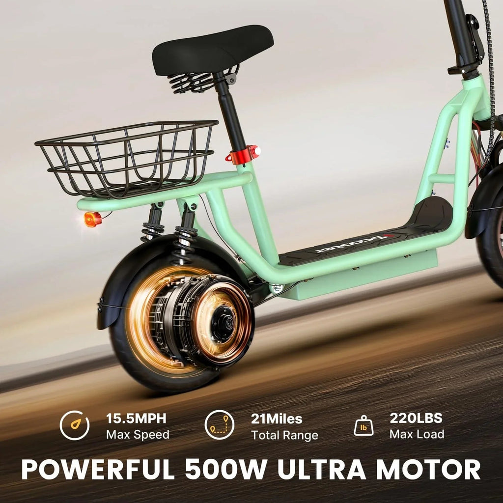 iScooter Electric Scooter With Seat, 500W, 21 Miles, 15.6 mph - i12