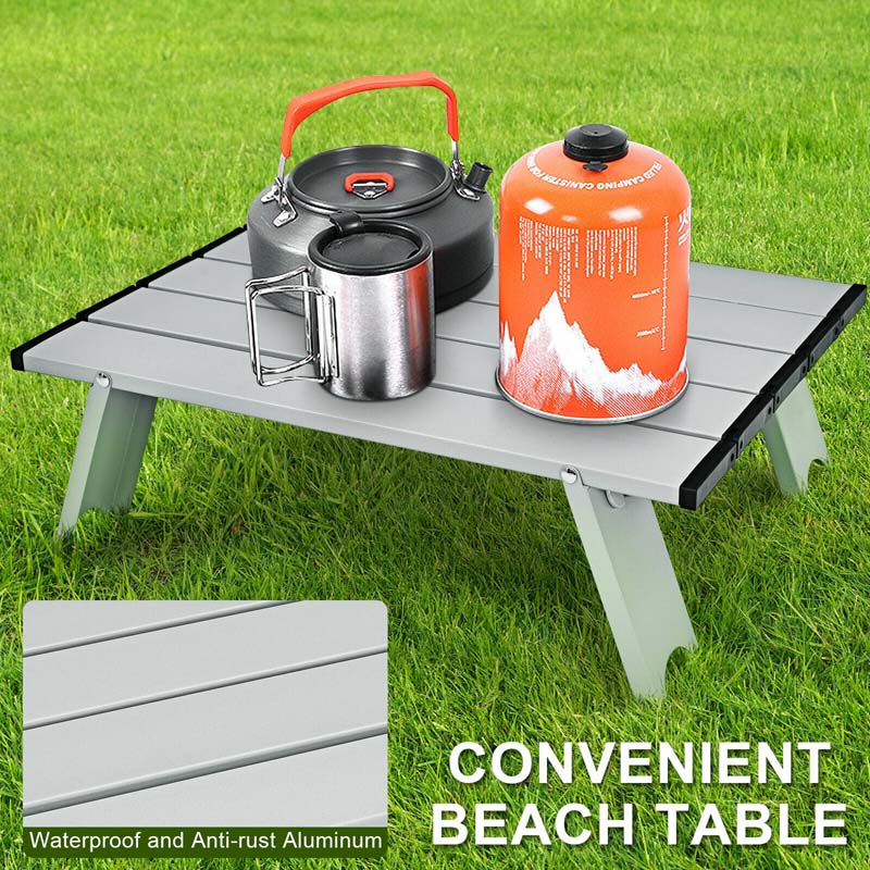 2-Pack 5-Position Outdoor Folding Backpack Beach Chairs With Side Table Set