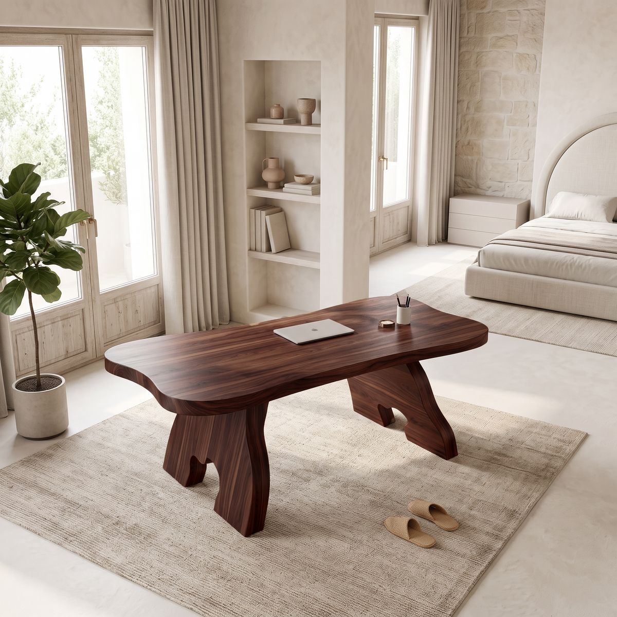 Contemporary Halloween Office Desk With Natural Edge Top For Home Office - view 2