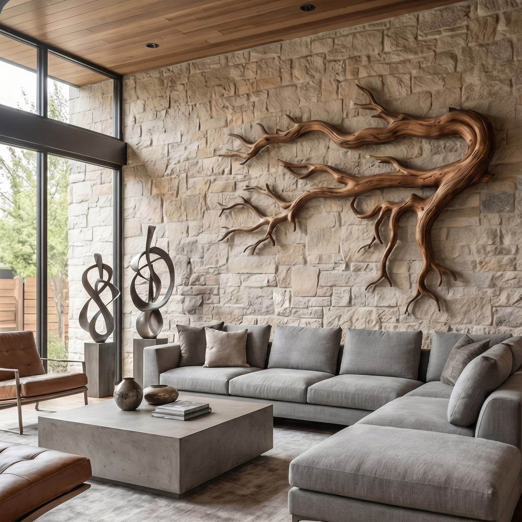 Driftwood Root Sculptural Solid Wood Wall Art Rustic Nature Inspired Decor