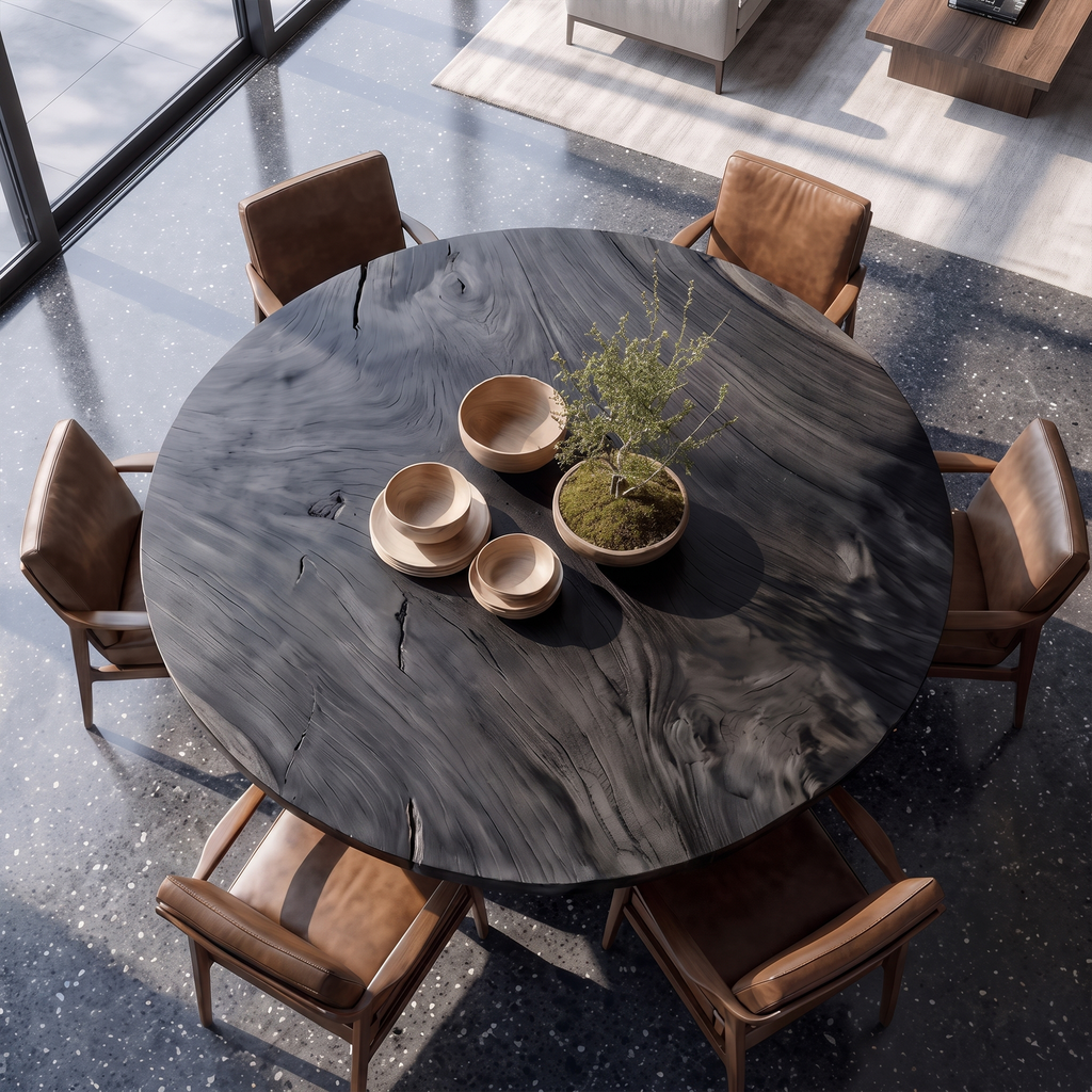 Contemporary Round Dining Table With Abstract Cutout Design For Dining Room And Kitchen - view 2