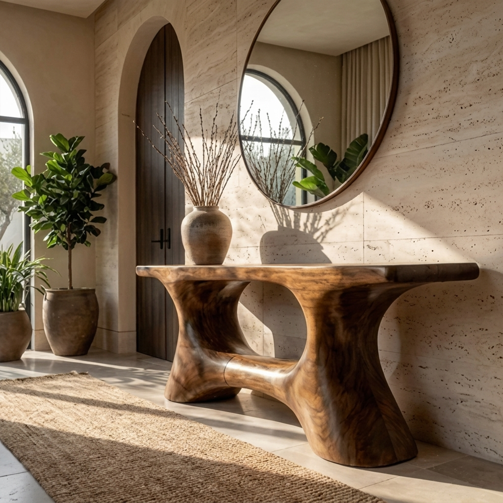 Contemporary Organic Void Base Console Table Entryway Hallway Living Room