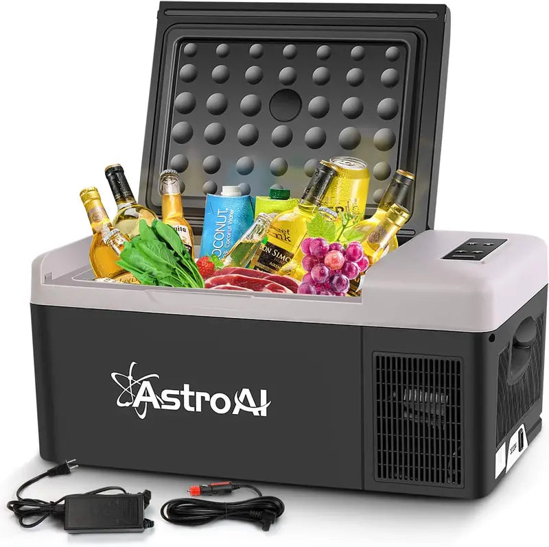 AstroAI Portable Car Refrigerator 15L, 12/24V DC and 110V AC, Black - C15