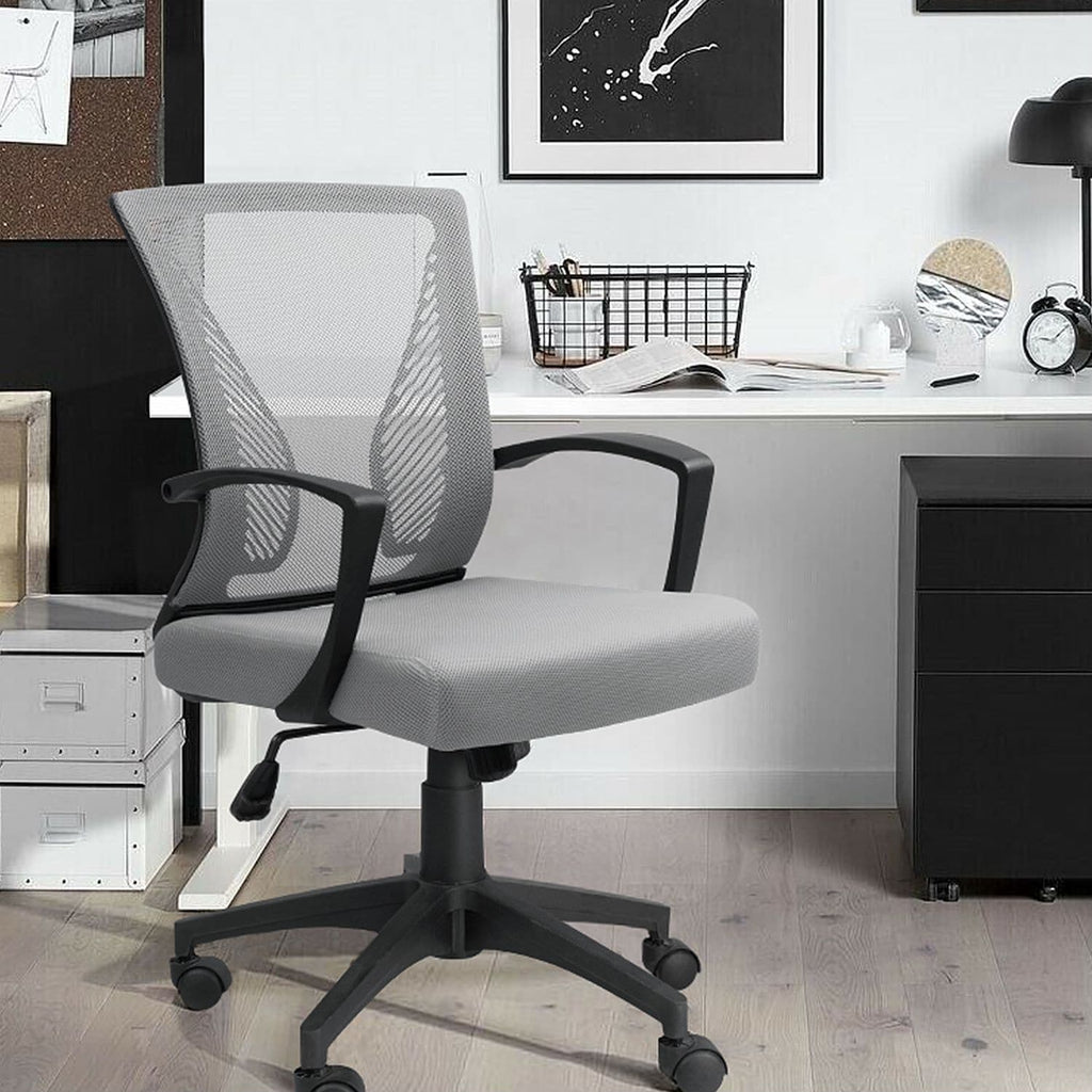 Ergonomic Mesh Mid-Back Office Chair With Adjustable Lumbar Support, 300 lbs Capacity