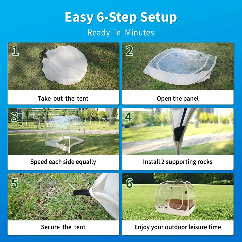 TABU Pop Up Bubble Sports Tent, Clear, 10 x 10 ft, 6-7 People