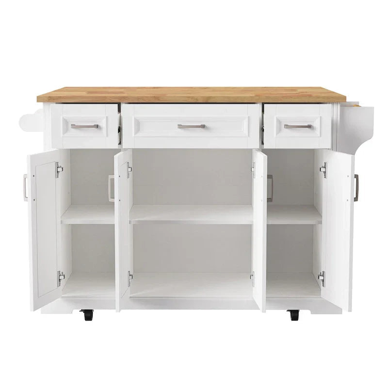 Kitchen Island Cart With Wood Drop Leaf, 54.1 x 29.5 x 35.9 Inches, White