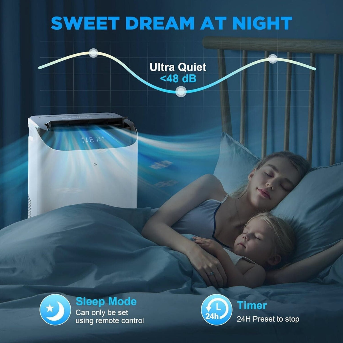 HUMHOLD Portable Air Conditioner 12000 BTU, White, 3-in-1 With Remote - HDPAC-10-A1