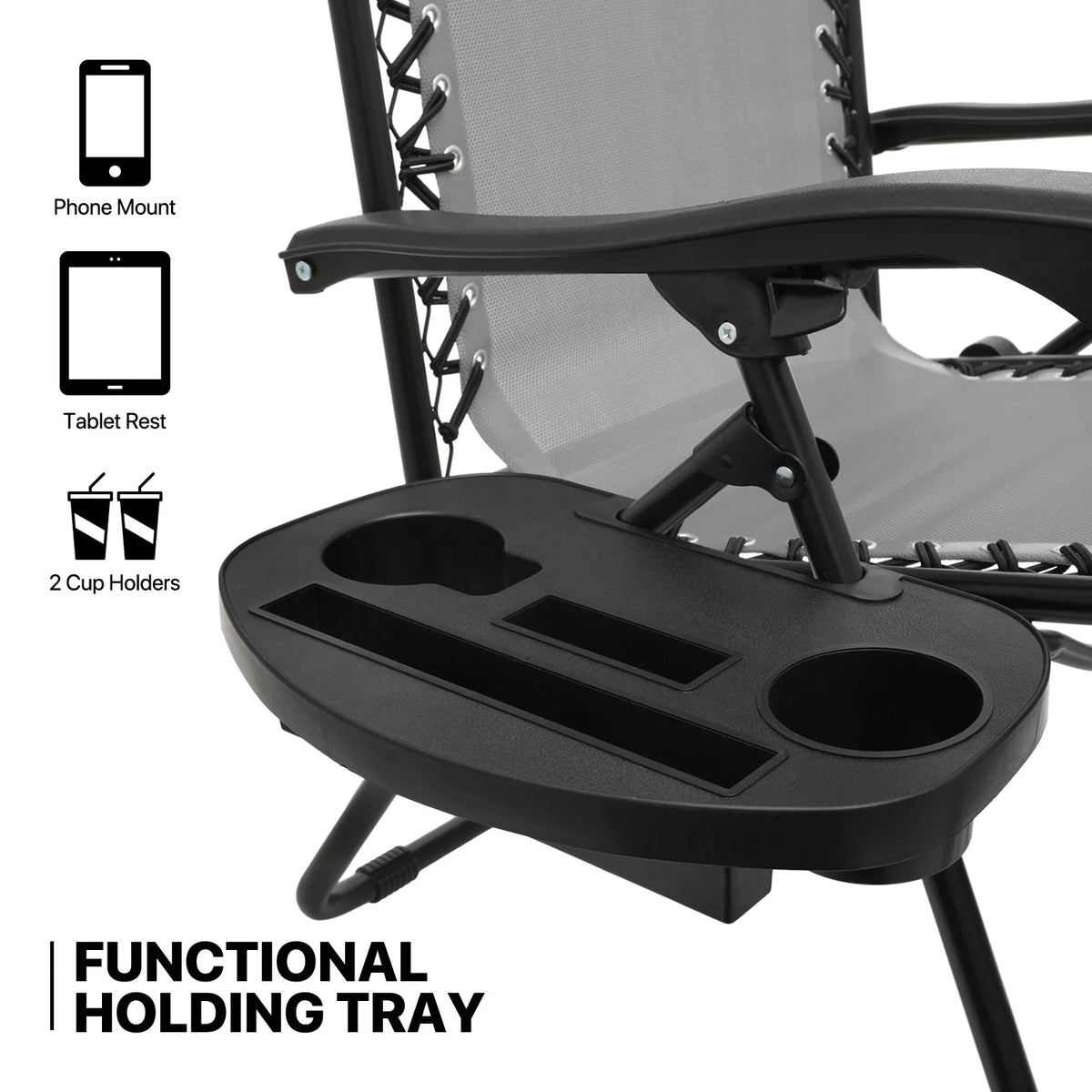 MoNiBloom Zero Gravity Reclining Chairs Set Of 2 With Canopy Shade And Headrest, Black - 330 lbs