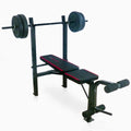 Adjustable Standard Weight Bench With Rack, Leg Extension And 90 lb Weight Set - 59 in L x 54.75 in W x 48 in H