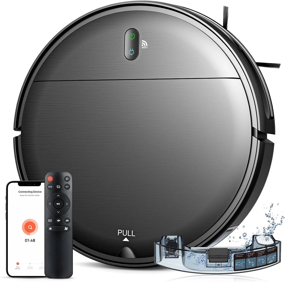Robot Vacuum And Mop Combo, Deep Black, 11.8 x 11.8 x 2.87 in - BR151
