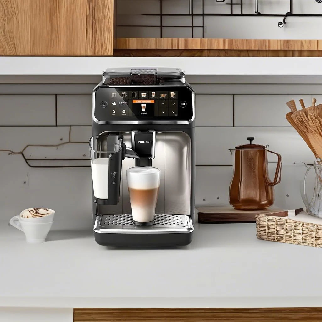 PHILIPS 5400 Fully Automatic Espresso Machine With LatteGo, 15"D x 10"W x 17"H - EP5447/94