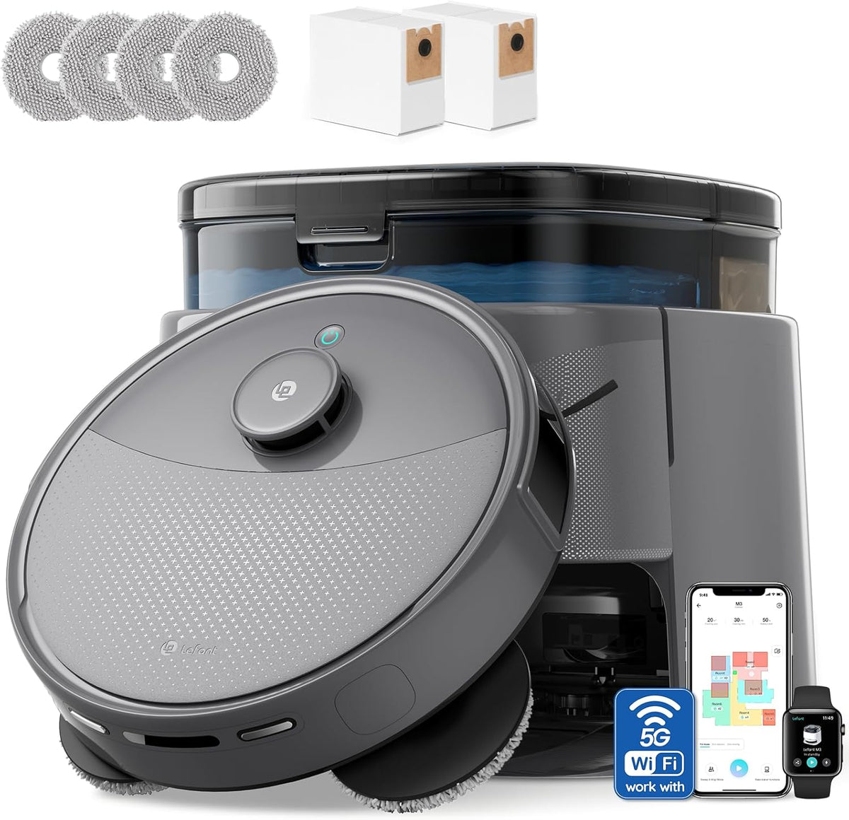 Lefant LiDAR Robot Vacuum And Mop, 20,000Pa Suction, 90-Day Self-Emptying - M3 Max