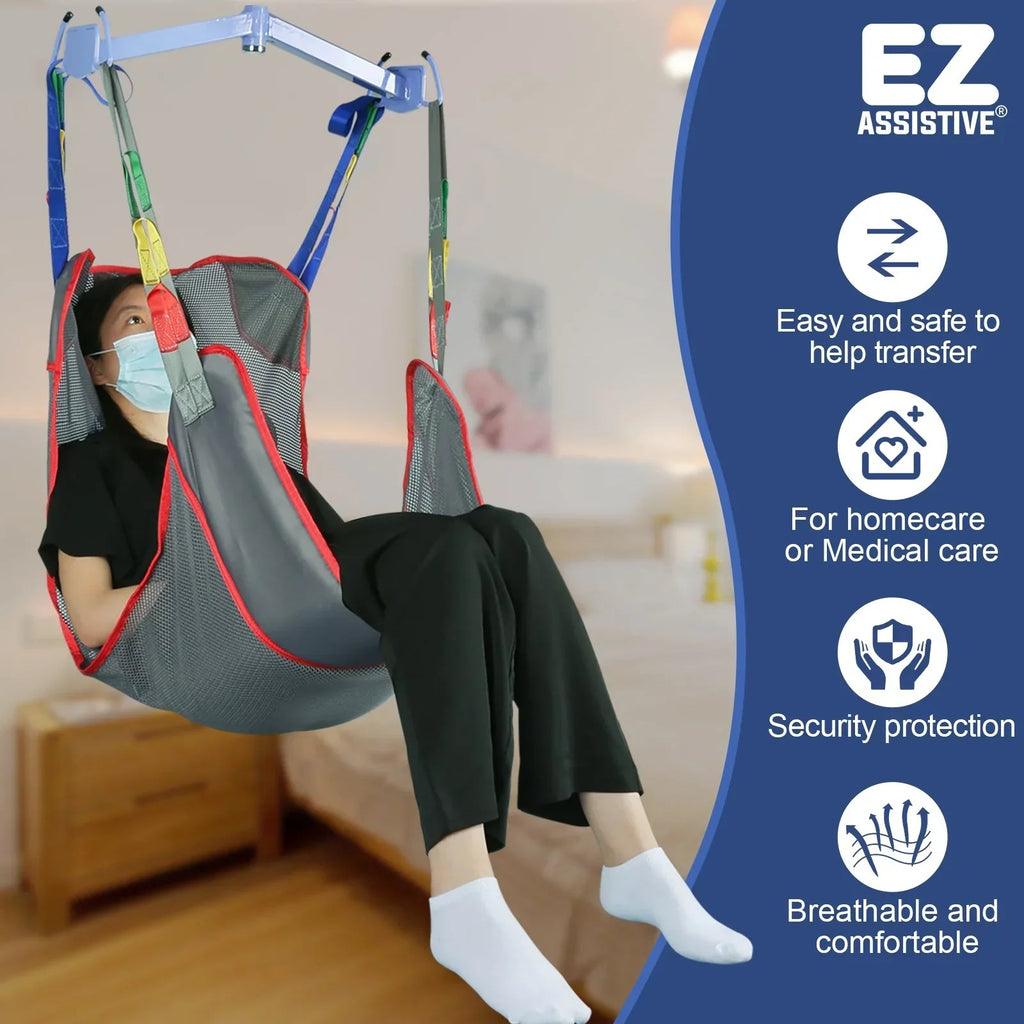 EZ Assistive Full Body Patient Lift Sling - Mesh Fabric, 500 lb, Sizes S/M/L