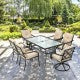 4-Piece Outdoor Dining Chair Set With Removable Cushions, Black Frame And Beige Cushions - 27 x 24 x 35 in
