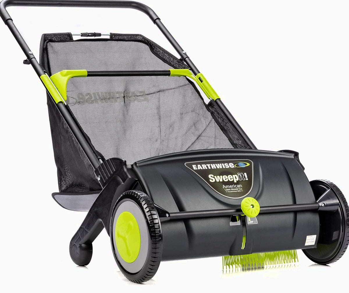 21-Inch Leaf And Grass Push Lawn Sweeper, Black