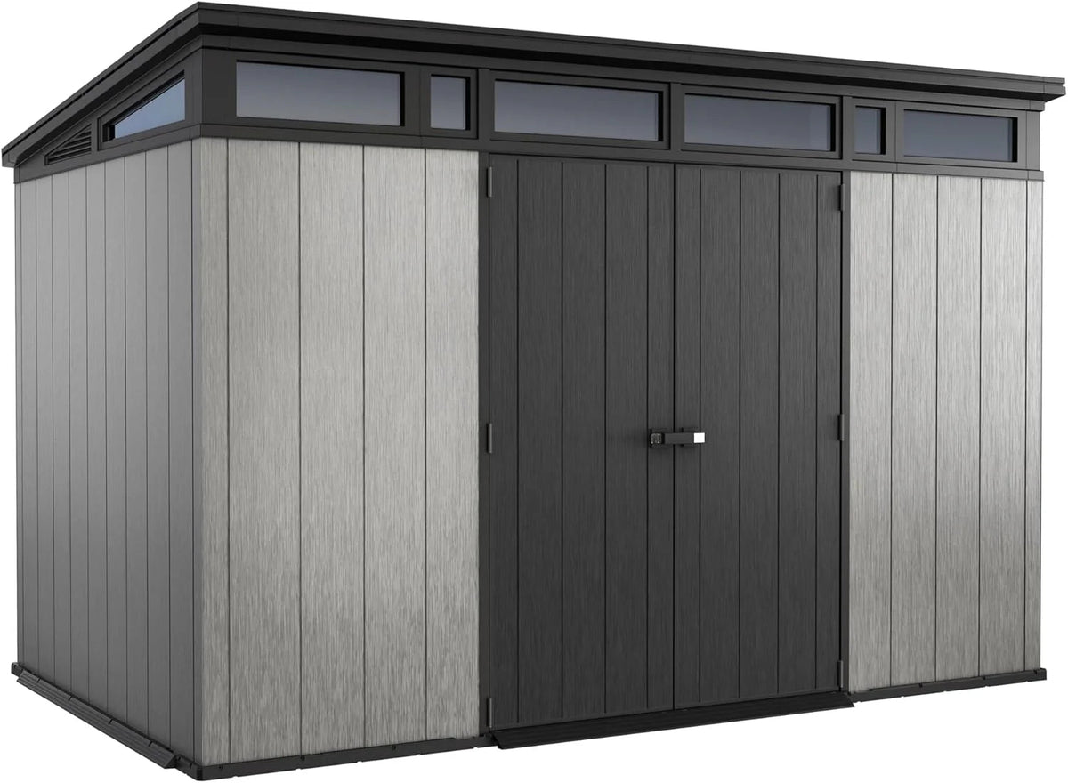 Keter Artisan 11x7 Modern Resin Outdoor Storage Shed Kit - Grey & Black