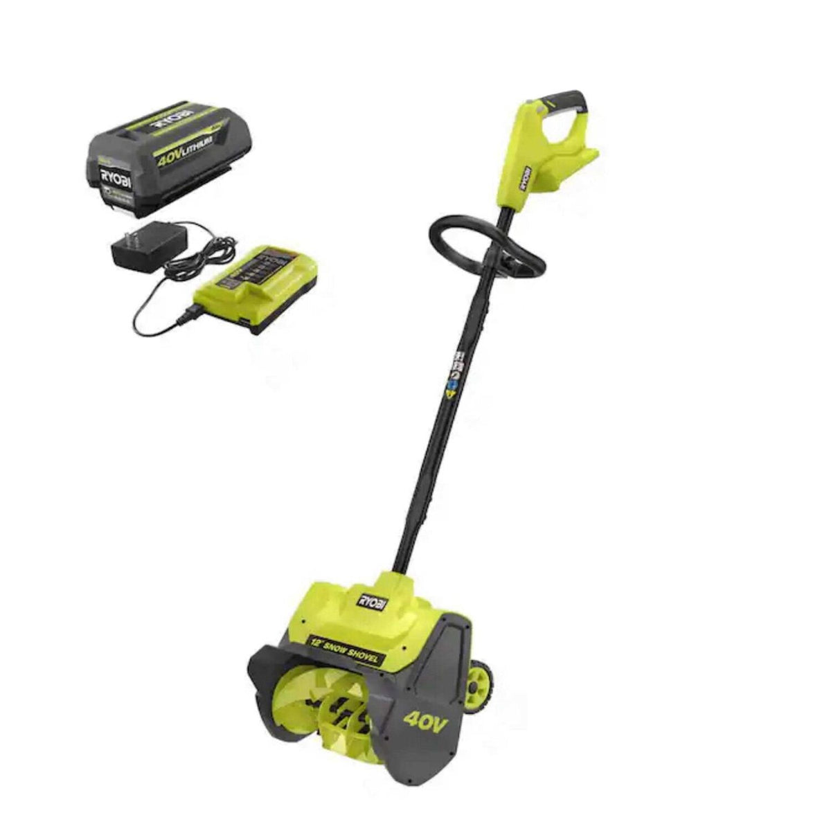 RYOBI 40V Cordless Electric Snow Shovel With 4.0 Ah Battery And Charger - 12 in