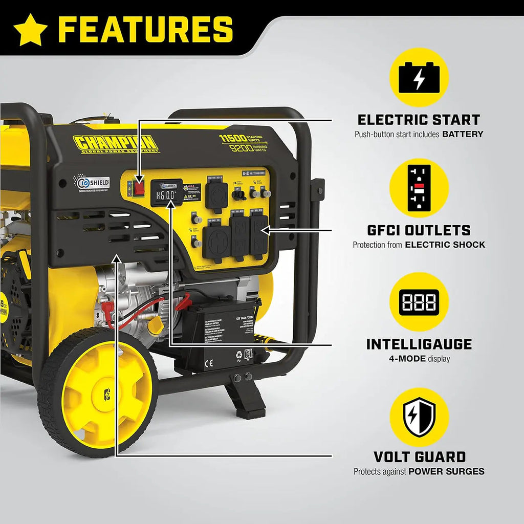Champion Power Equipment Portable Generator 9000W Running, 11250W Starting, 120/240V - 201218