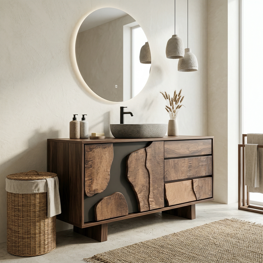 Contemporary Bathroom Cabinet Solid Wood Simple Clean Line Design Bathroom And Vanity Area - view 2