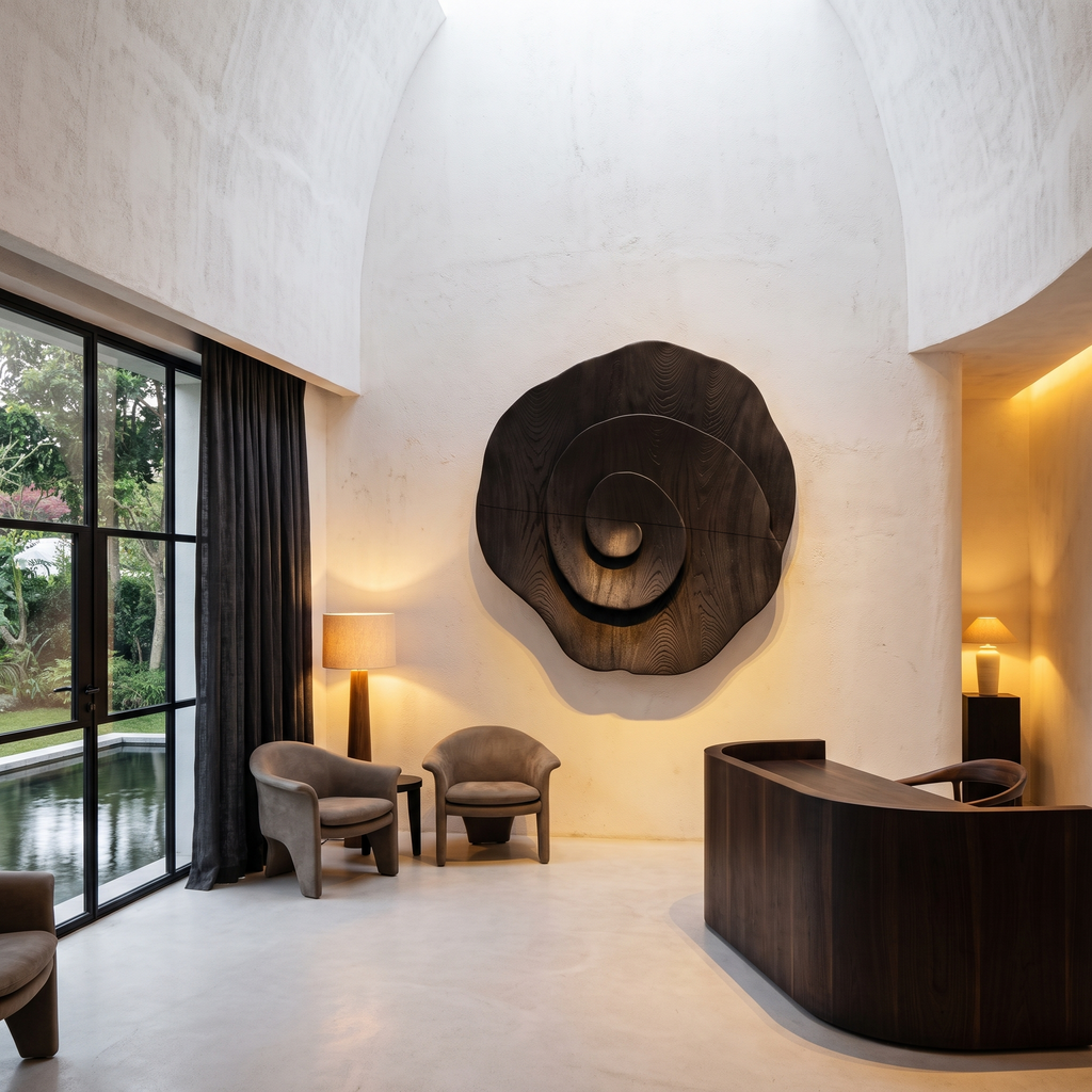 Contemporary Flower Wall Art With Sculptural Spiral Form For Entryway - view 2