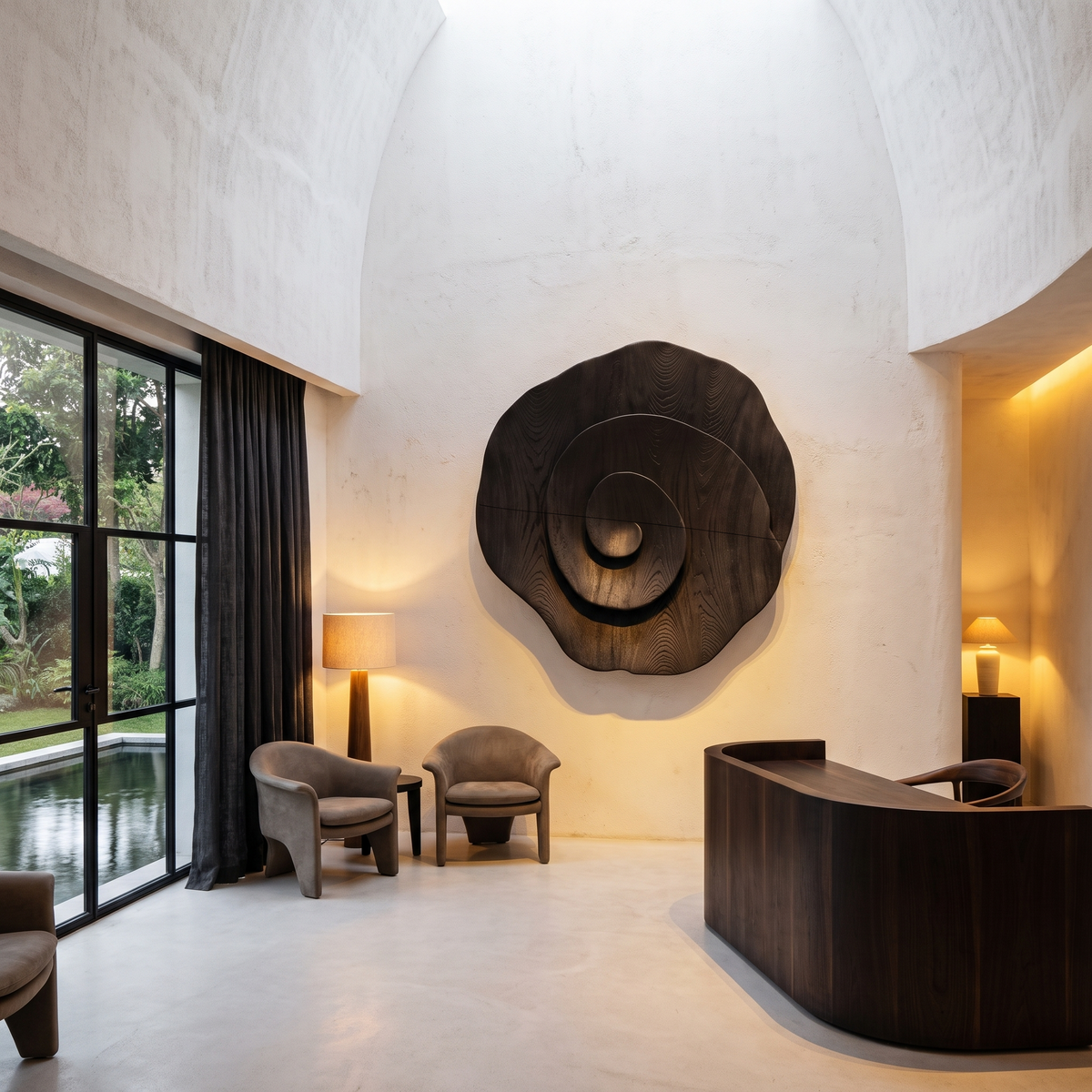Contemporary Flower Wall Art With Sculptural Spiral Form For Entryway - view 2