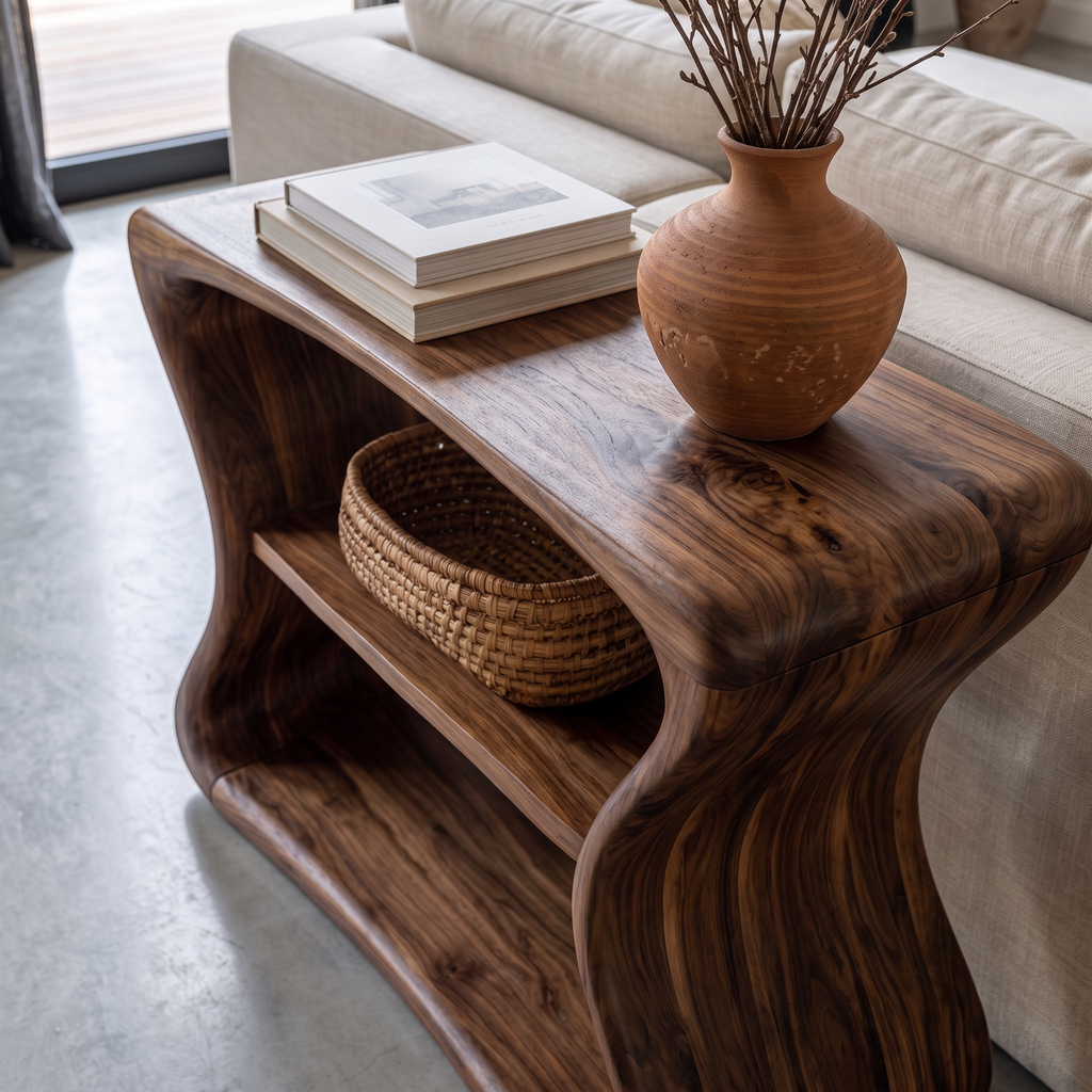 Contemporary Beside Table With Flowing Curved Frame For Living Room - view 2