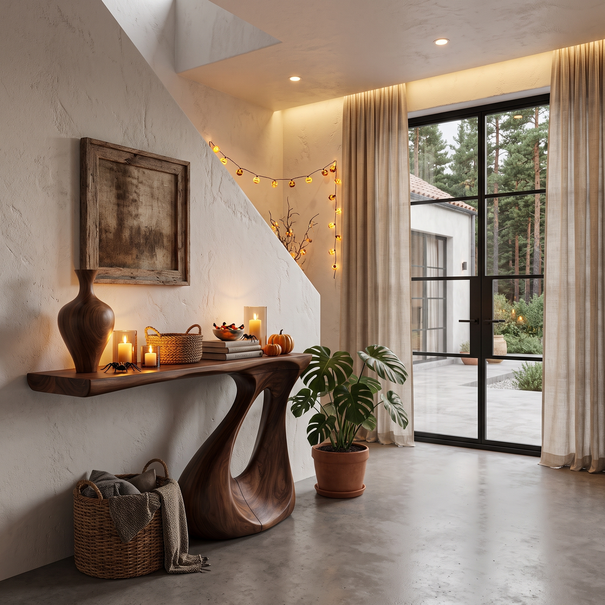 Contemporary Halloween Statement Console Table With Curved Open Base For Living Room - view 2