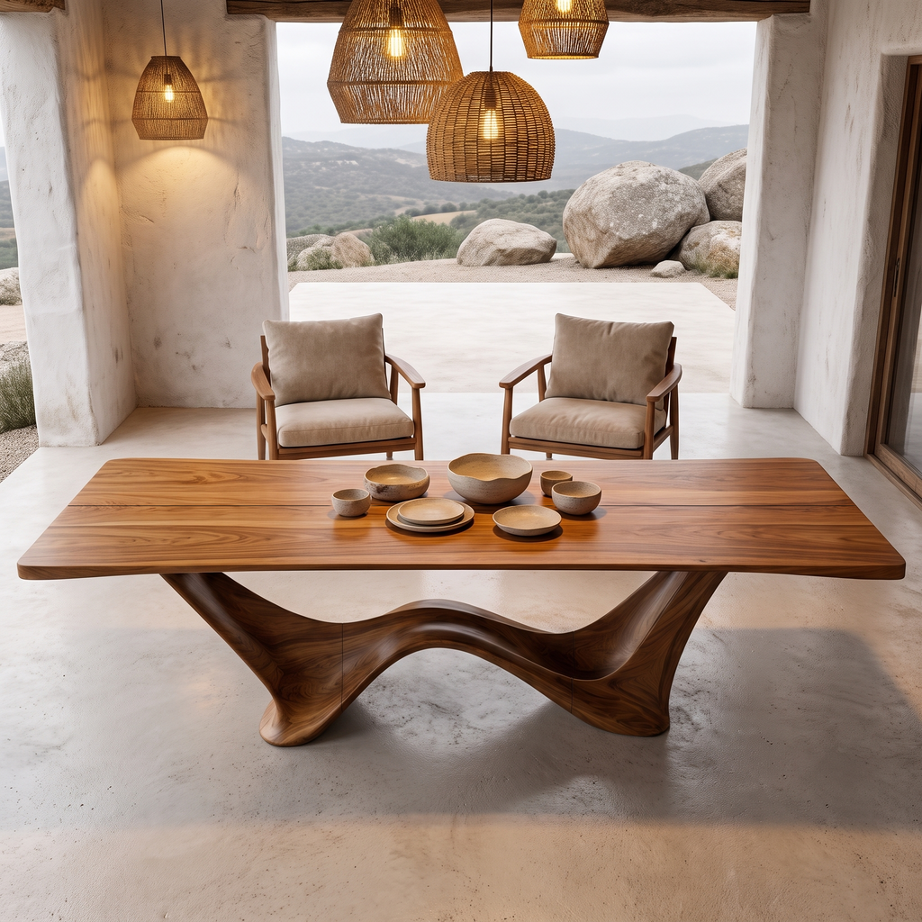 Contemporary Dining Table With Architectural Wave Design For Dining Room And Breakfast - view 2