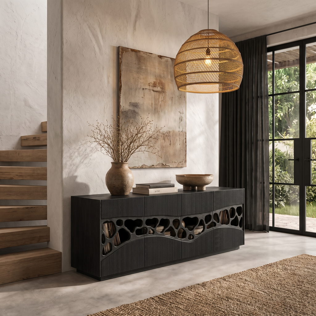 Contemporary Sideboard With Organic Cutout Design For Dining Room And Living Room