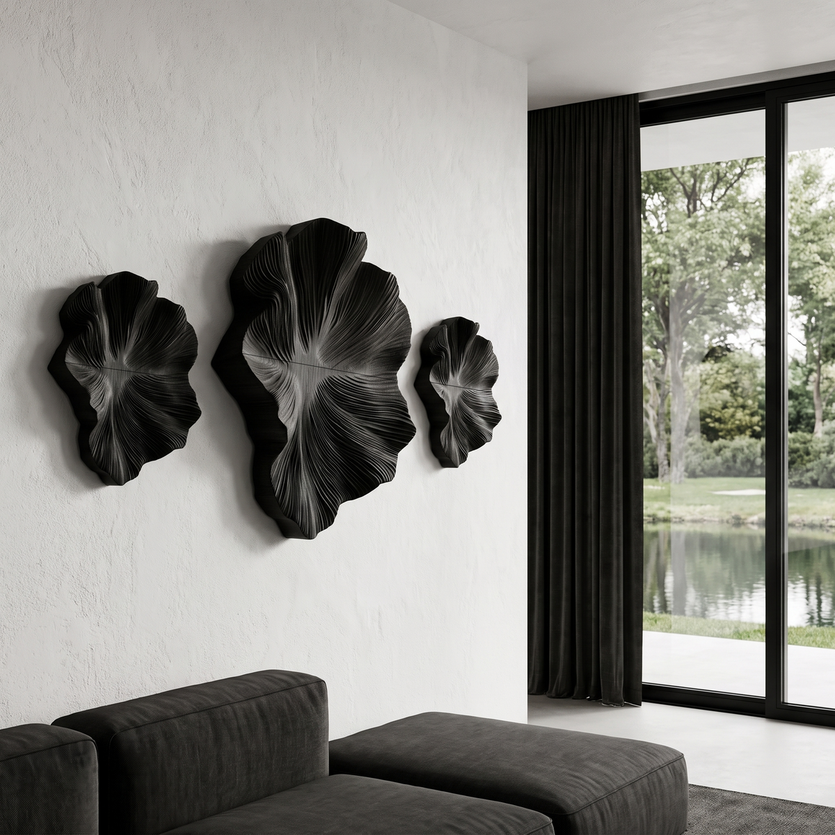 Contemporary Wood Wall Sculpture With Botanical Relief Design For Living Room And Hallway