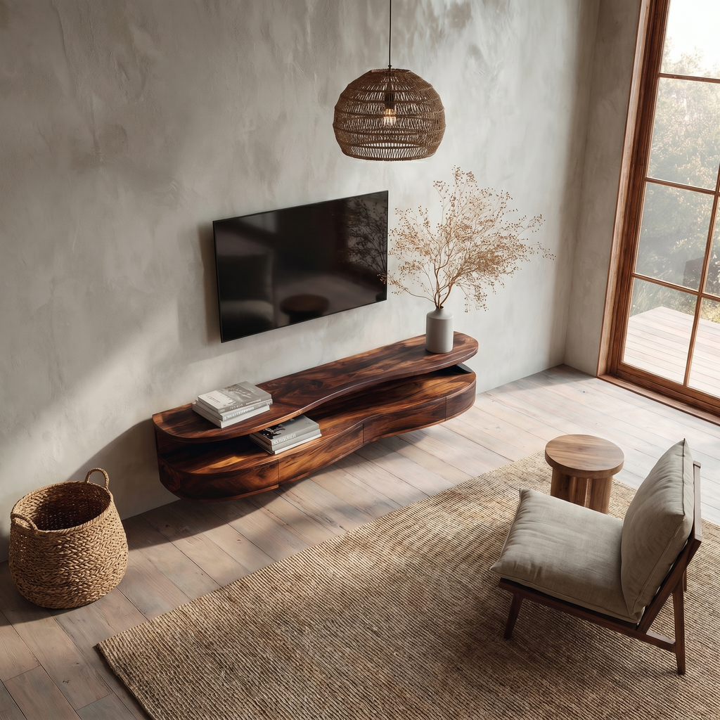 Contemporary Floating TV Stand with Built-In Drawer Storage - view 2
