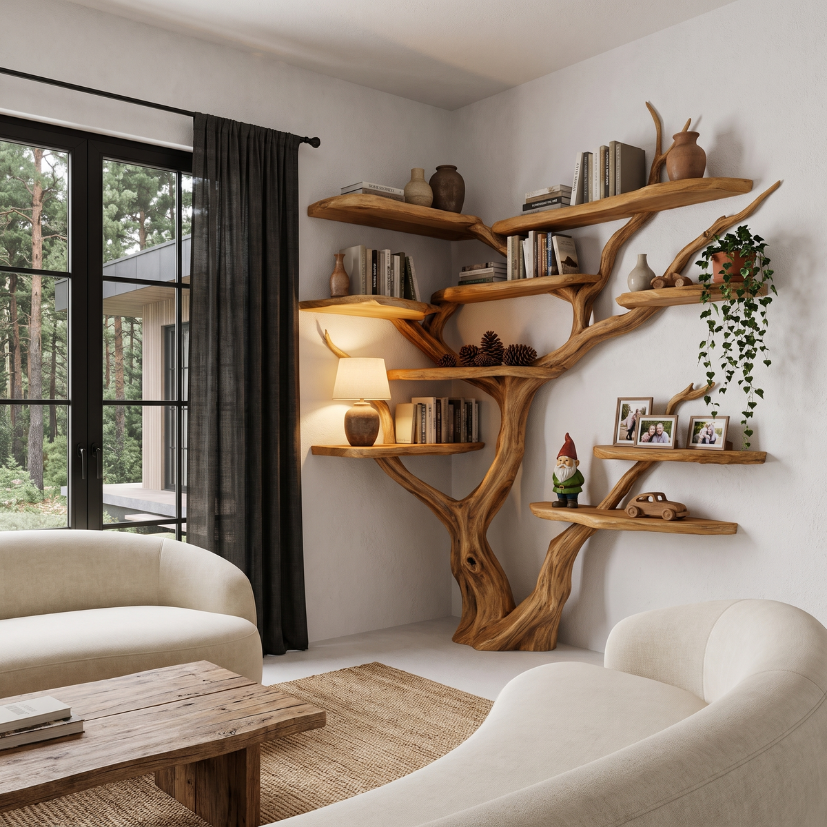 Contemporary Tree Bookshelf With Corner Branch Design For Home Office - view 2