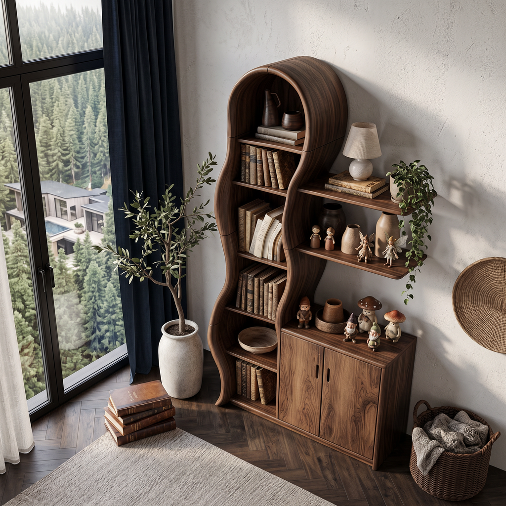Contemporary Wooden Display Cabinet With Sculptural Branch Frame For Living Room - view 2