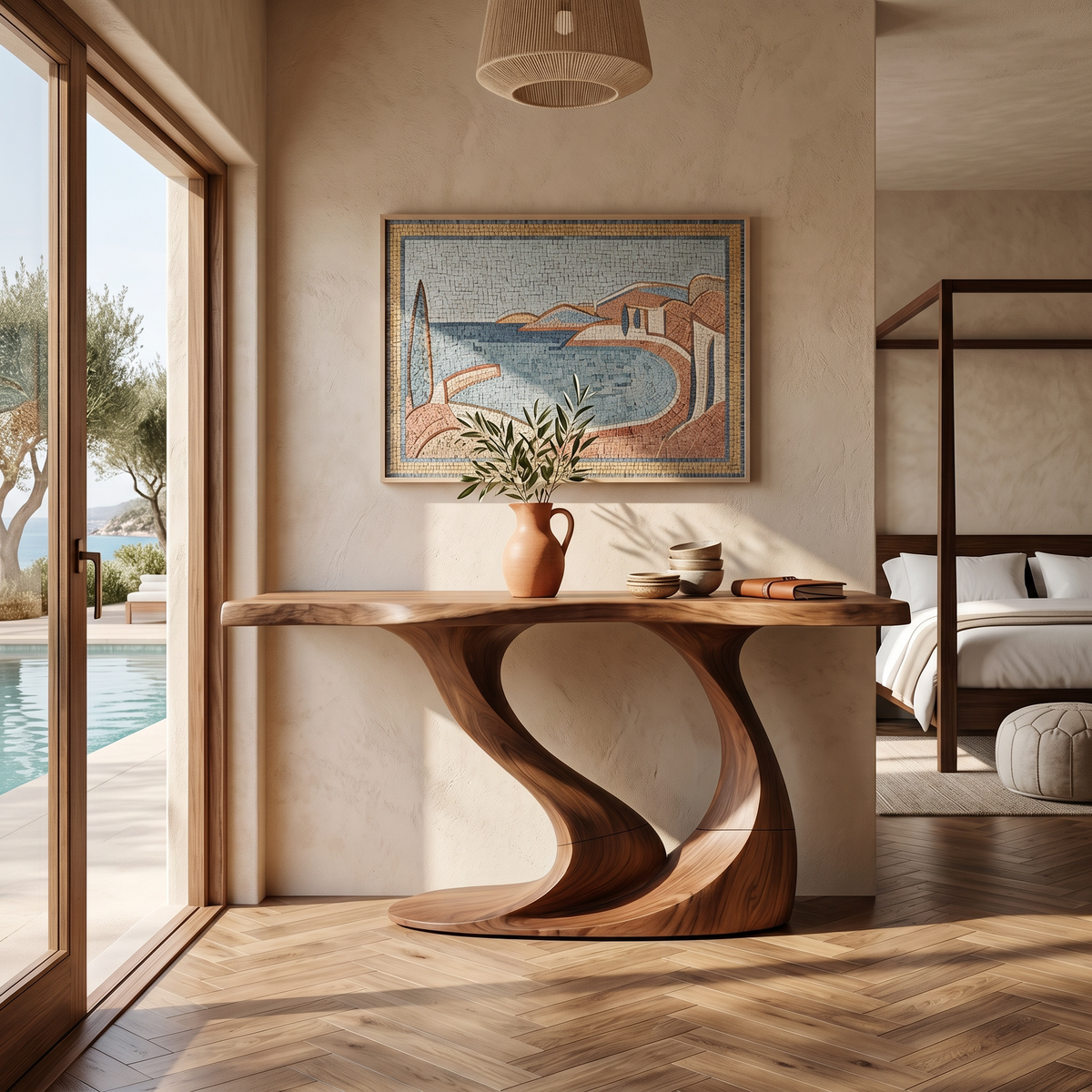 Contemporary Wave Base Console Table Luxury Hallway - view 6