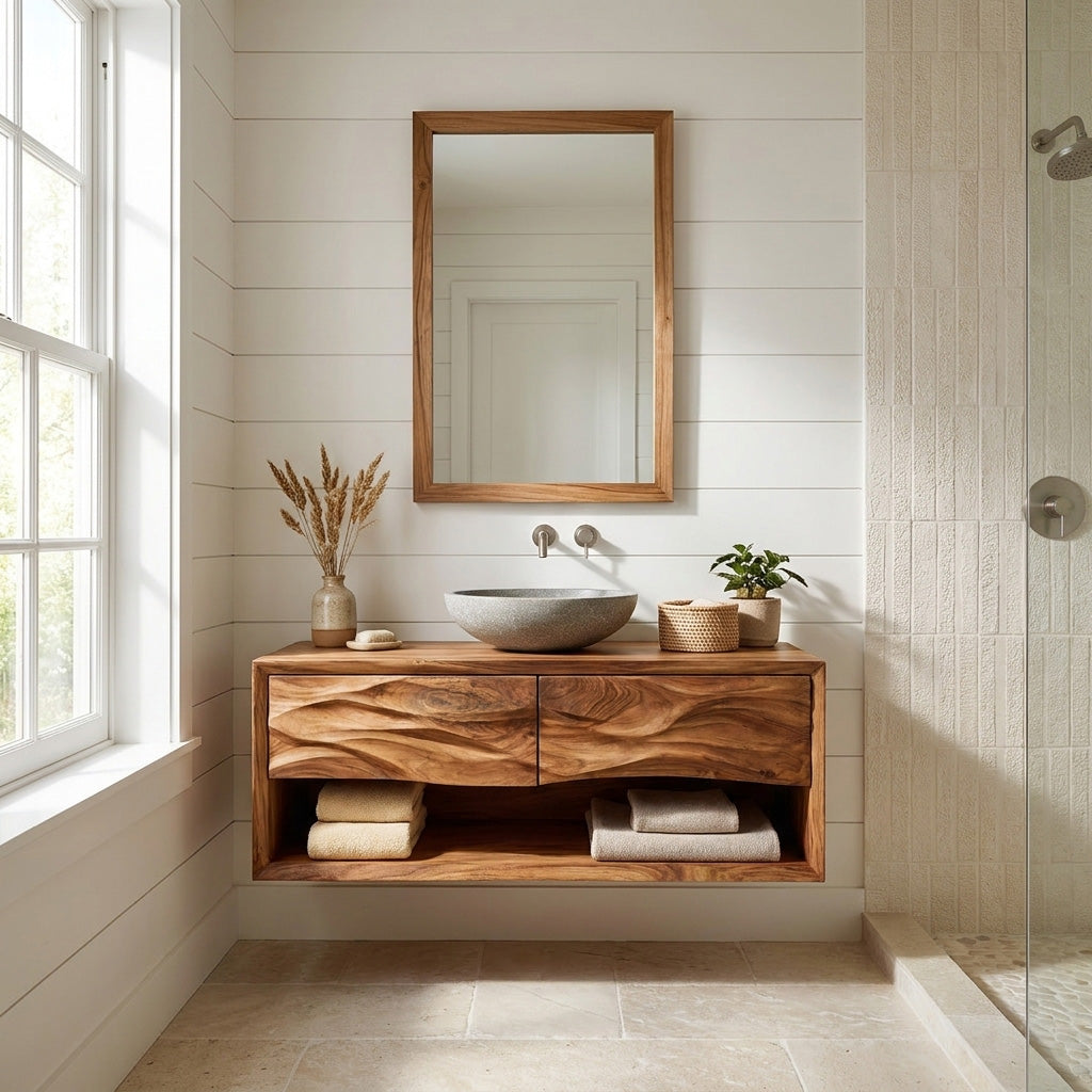 Contemporary Wooden Bathroom Vanity For Bathroom Or Spa Decor