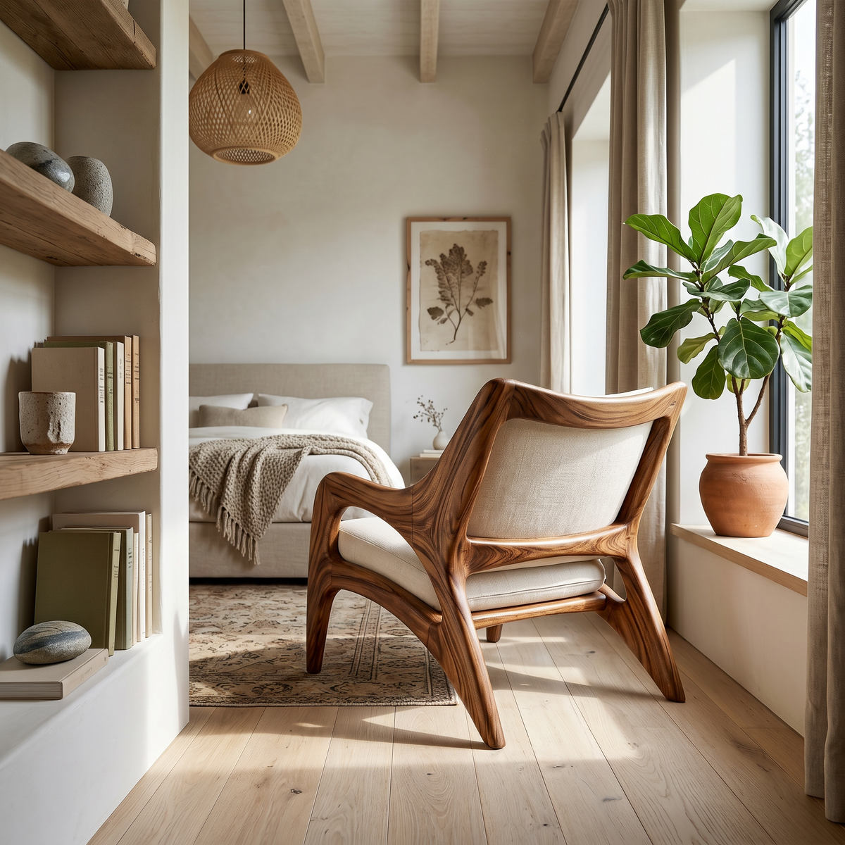 Contemporary Wooden Lounge Chair for Refined Porch Living