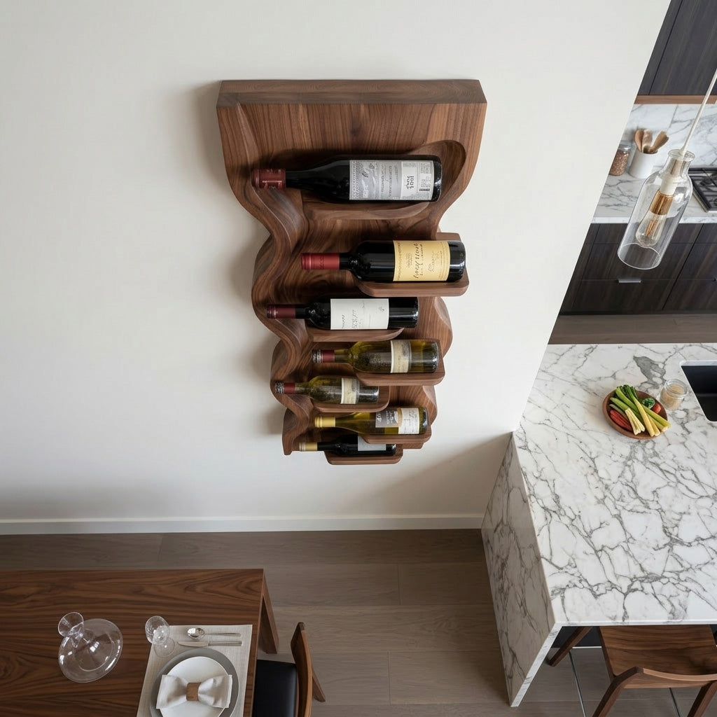 Contemporary Wooden Wine Rack For Dining Room Wall Storage