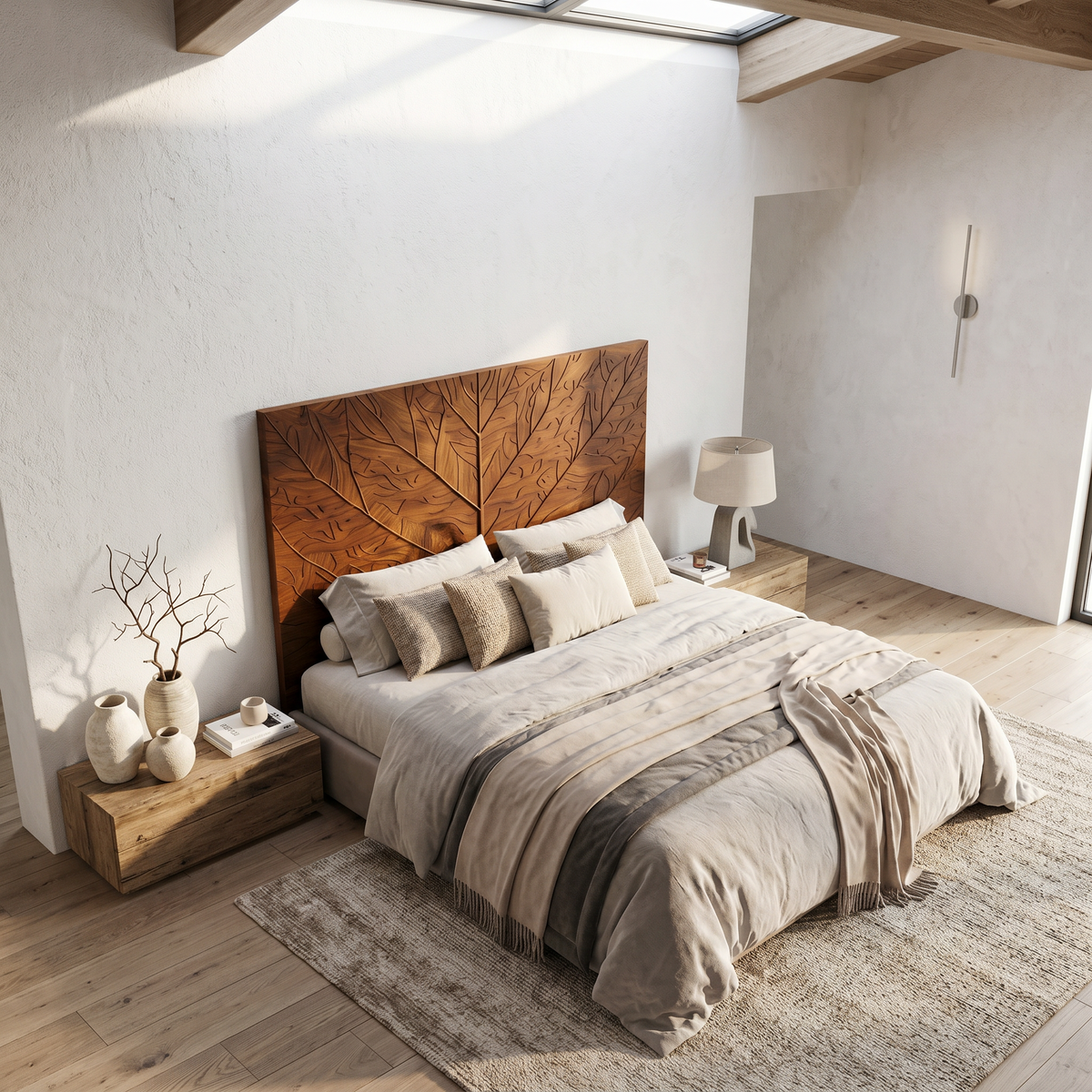 Contemporary Tree Ring Headboard Wooden Bed Headboard For Bedroom - view 2
